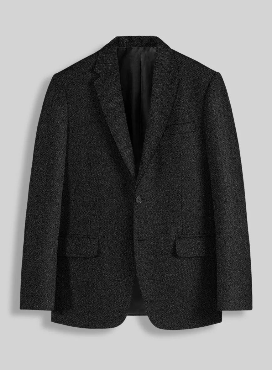 Vintage Plain Black Tweed Jacket