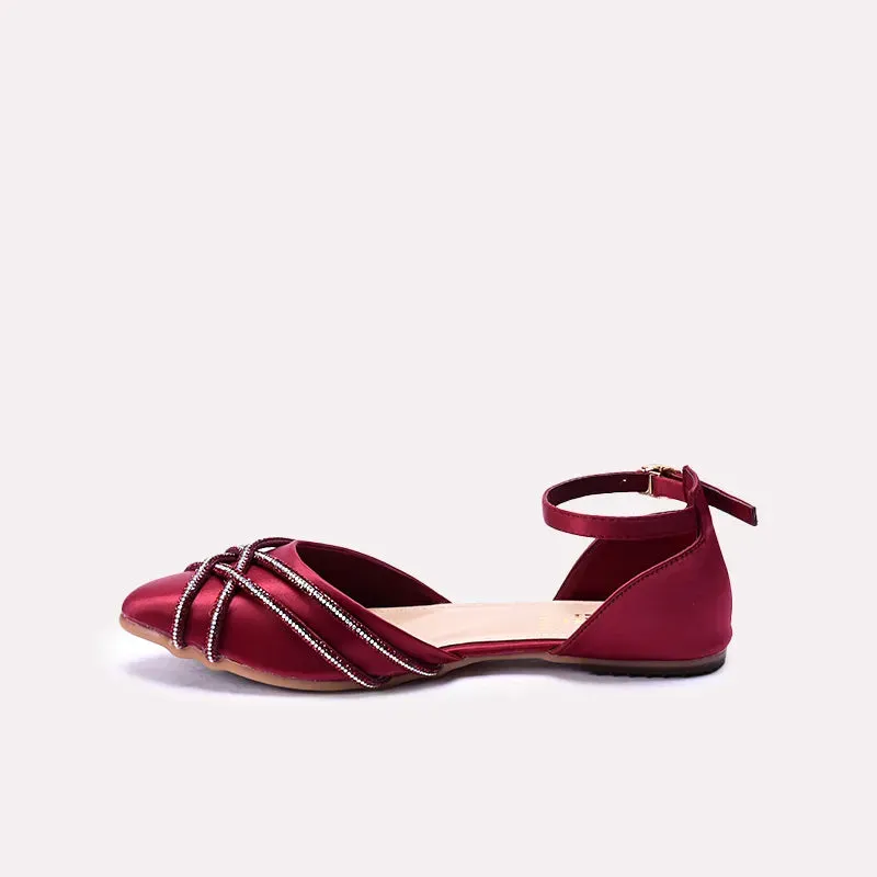 Viviette Maroon Fancy Flat Pumps Sandals 0431200