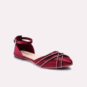 Viviette Maroon Fancy Flat Pumps Sandals 0431200