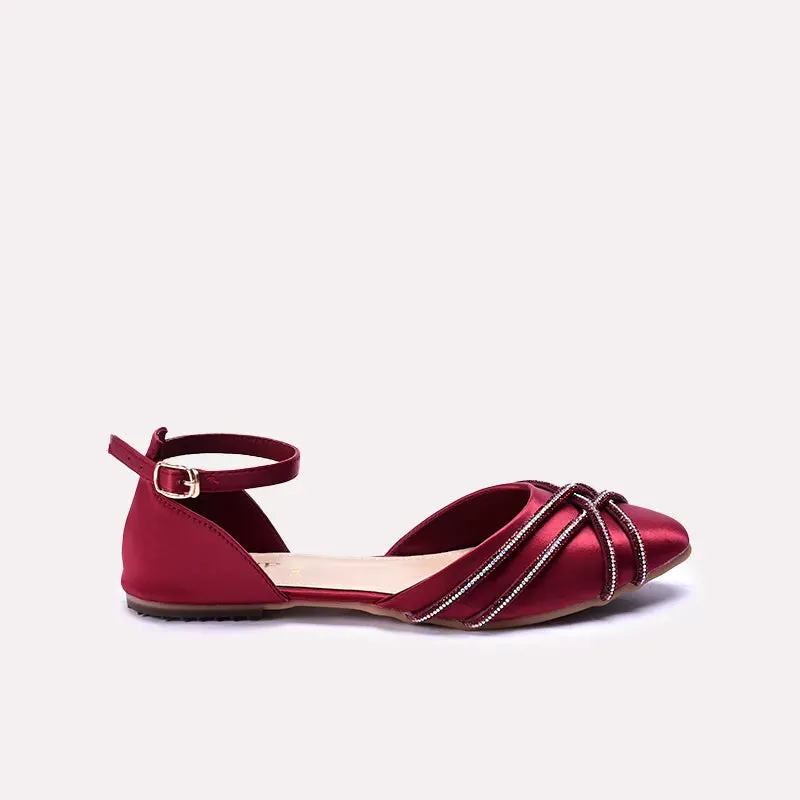 Viviette Maroon Fancy Flat Pumps Sandals 0431200