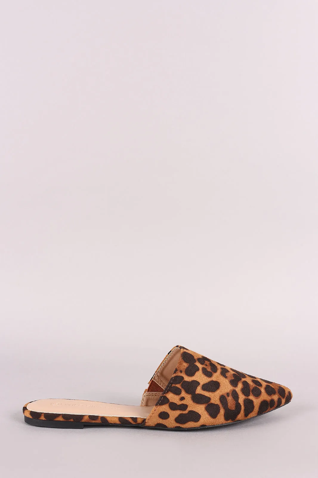 Wild Diva Lounge Leopard Suede Pointy Toe Mule Flat