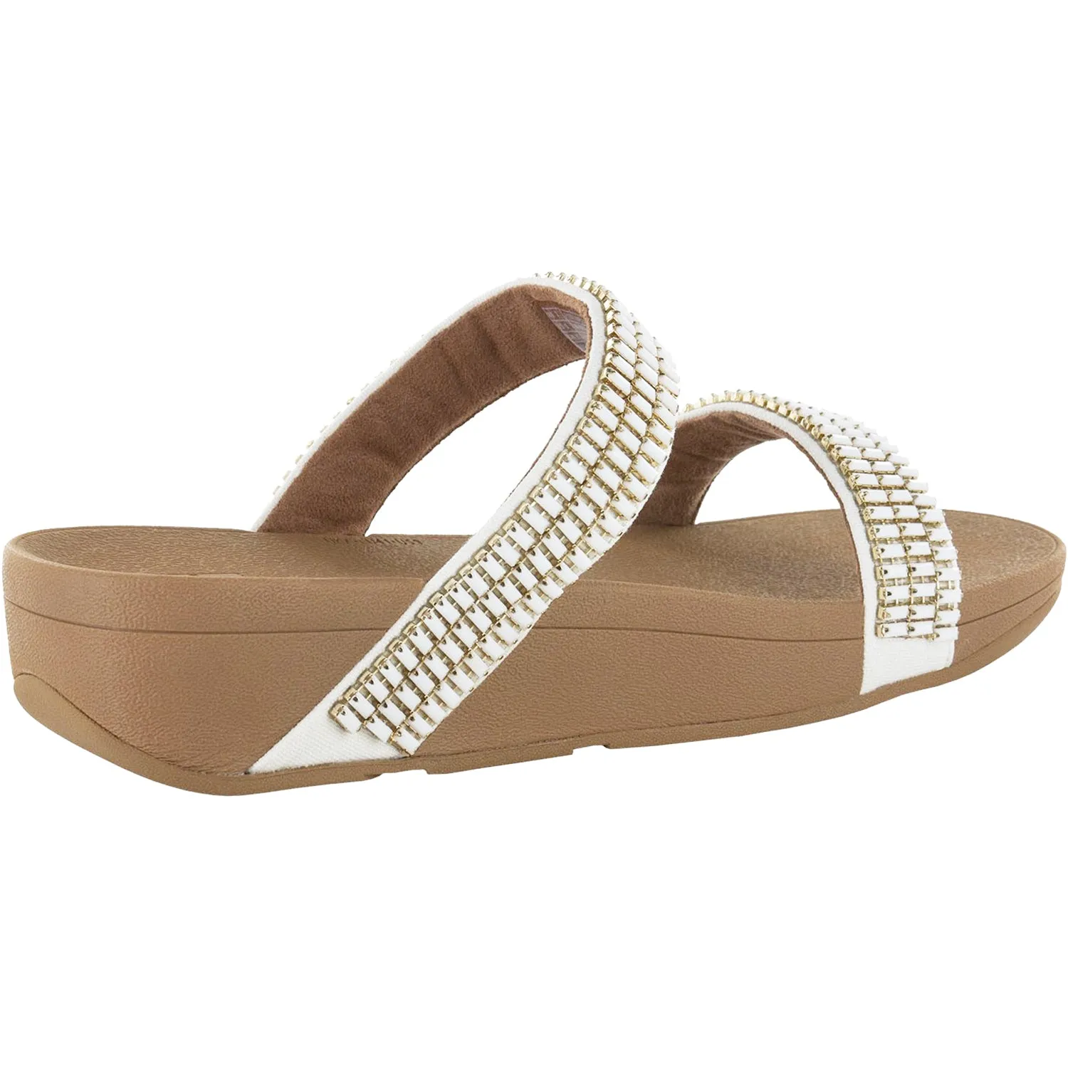 Women's Fit Flop Lottie Crystalstone Slide White Fabric