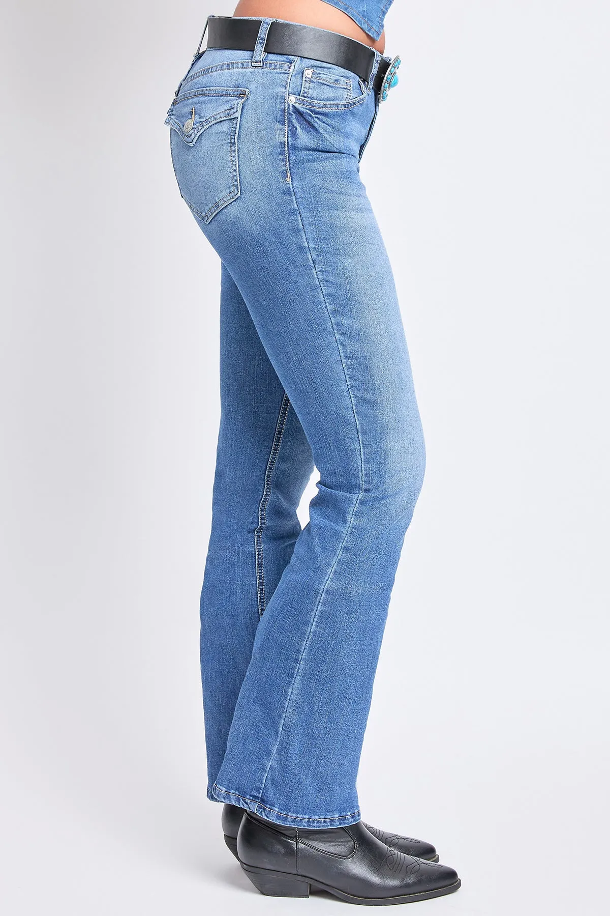 Women's Mid Rise Belted Bootcut Jeans