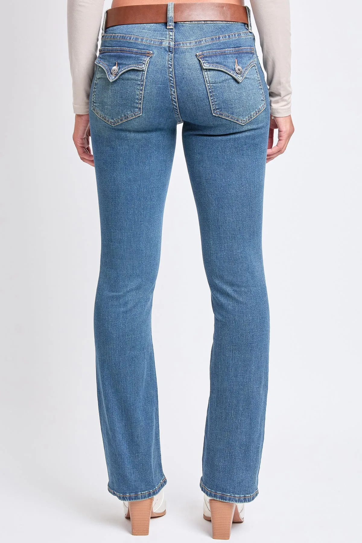 Women's Mid Rise Belted Bootcut Jeans