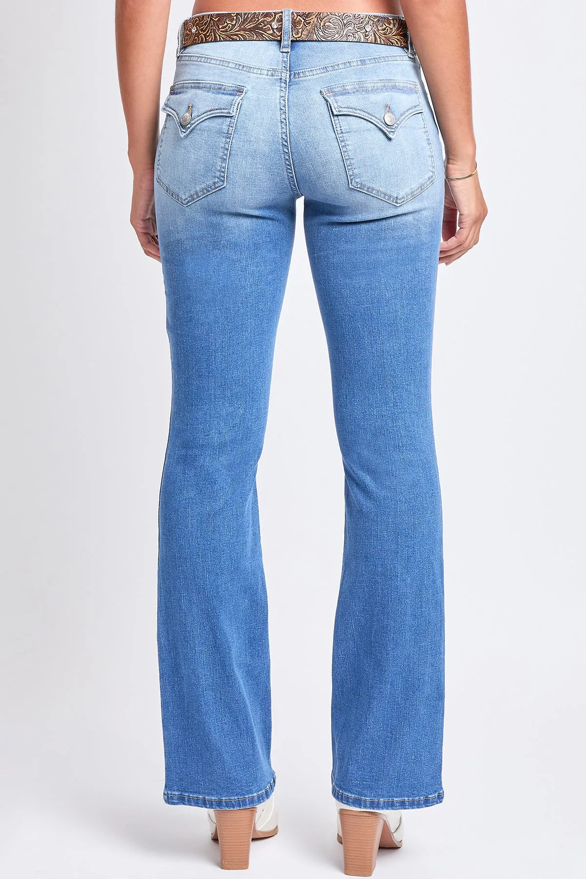 Women's Mid Rise Belted Bootcut Jeans