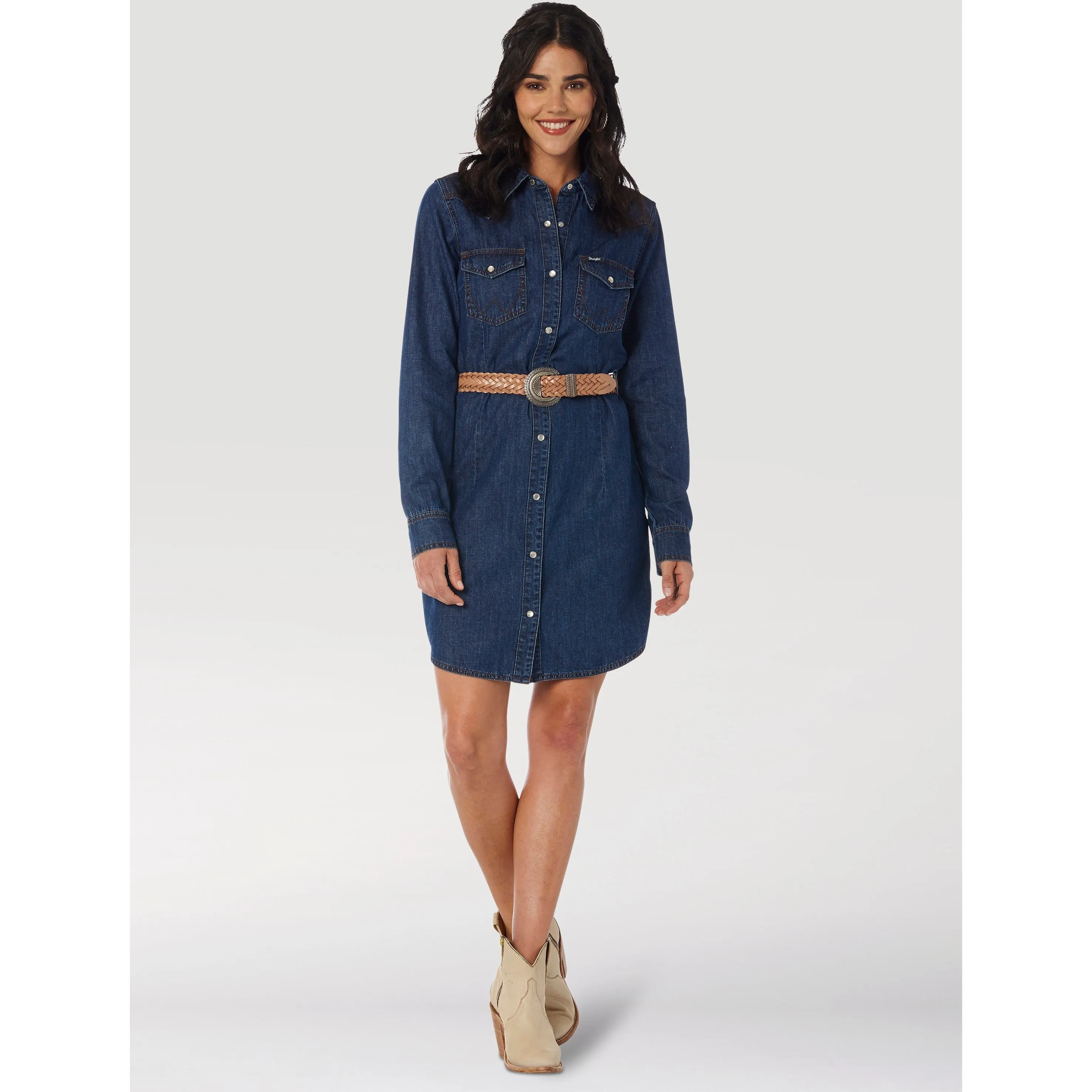 Wrangler Women's Western Snap Dark Denim Dress